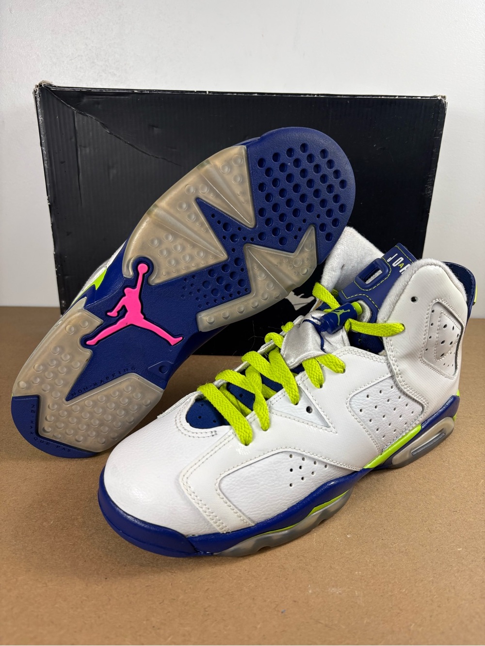 Nike Jordan 6 Retro Fierce Green GG 2014 543390-108 Grade School Size 7